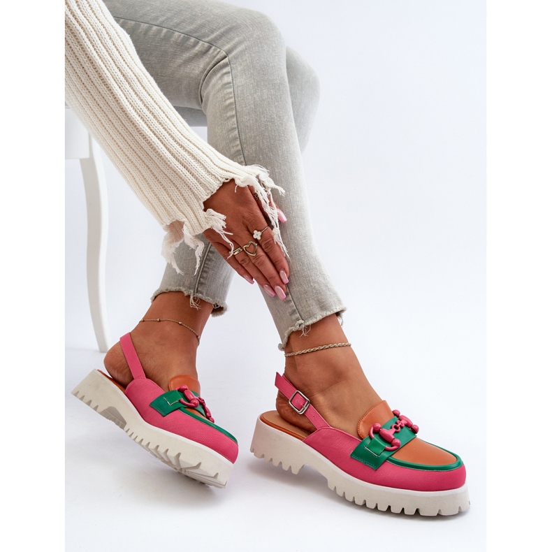 S.Barski Sandales à talons plats pour femmes avec décoration Orange D&amp;A MR38-656 1