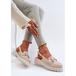 S.Barski Sandales à talons plats pour femmes avec décoration Beige D&amp;A MR38-656 2