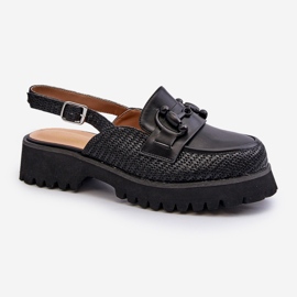 S.Barski Sandales à Talon Plat pour Femme avec Décoration Noir D&amp;A MR38-656 le noir 2