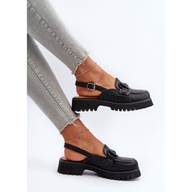 S.Barski Sandales à Talon Plat pour Femme avec Décoration Noir D&amp;A MR38-656 1