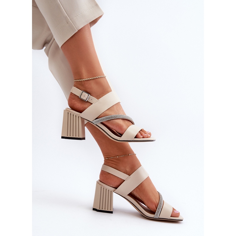 S.Barski Sandales élégantes à talons hauts pour femmes Beige D&amp;A MR38-549 1