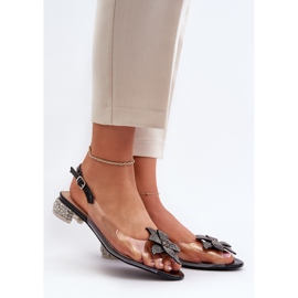 S.Barski Sandales transparentes à talons bas avec décoration noire D&amp;A MR38-383 le noir 2