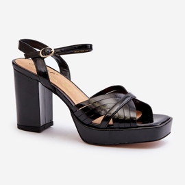 S.Barski Sandales Vernies Pour Femmes À Talon Haut Noir D&amp;A MR38-668 le noir 1