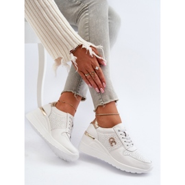 S.Barski Baskets compensées en cuir pour femme blanches D&amp;A LR810 2
