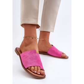 Tongs Femme Daim Fuchsia Amite rose 3