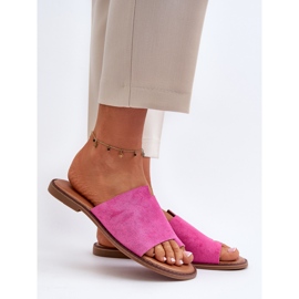 Tongs Femme Daim Fuchsia Amite rose 2