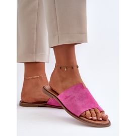 Tongs Femme Daim Fuchsia Amite rose 5