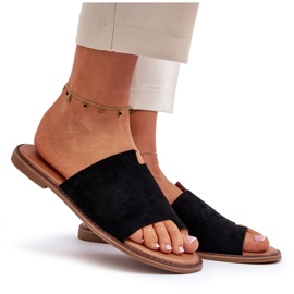 Tongs noires en daim Amite pour femmes le noir 7