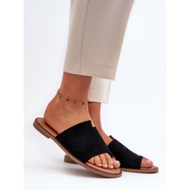 Tongs noires en daim Amite pour femmes le noir 2
