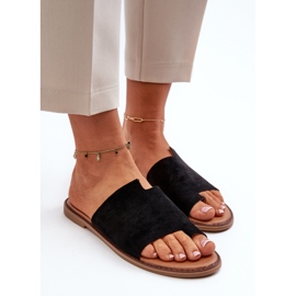 Tongs noires en daim Amite pour femmes le noir 4