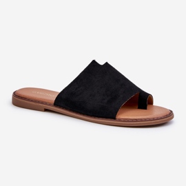 Tongs noires en daim Amite pour femmes le noir 1