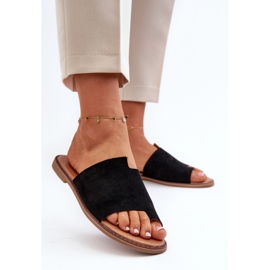 Tongs noires en daim Amite pour femmes le noir 3