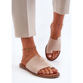 Tongs Femme Daim Beige Amite 4
