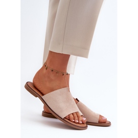 Tongs Femme Daim Beige Amite 2