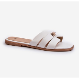Tongs plates avec décoration pour femme, blanc Kavinia blanche 1