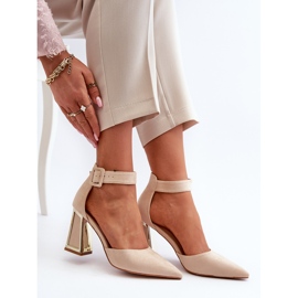 Escarpins en daim sur talon haut Beige Lodho 1