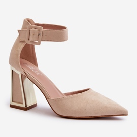 Escarpins en daim sur talon haut Beige Lodho 2
