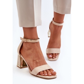 Sandales en daim sur talon haut Beige Pholia 5