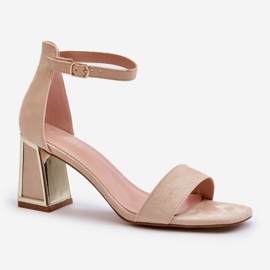 Sandales en daim sur talon haut Beige Pholia 2