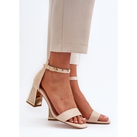 Sandales en daim sur talon haut Beige Pholia 3