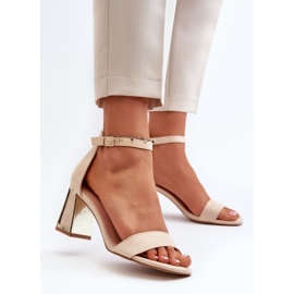 Sandales en daim sur talon haut Beige Pholia 4