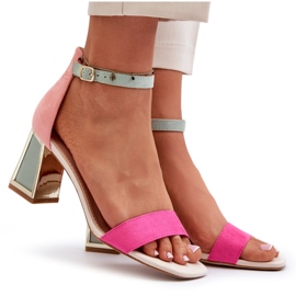 Sandales à talon haut Pholia en daim fuchsia multicolore 10