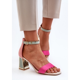 Sandales à talon haut Pholia en daim fuchsia multicolore 5