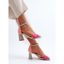 Sandales à talon haut Pholia en daim fuchsia multicolore 1