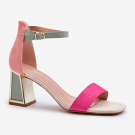Sandales à talon haut Pholia en daim fuchsia multicolore 2