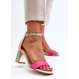 Sandales à talon haut Pholia en daim fuchsia multicolore 4