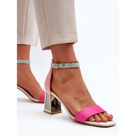 Sandales à talon haut Pholia en daim fuchsia multicolore 6