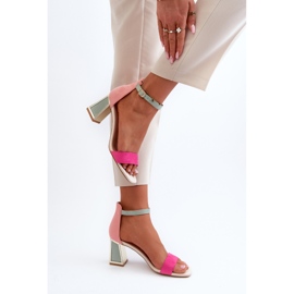 Sandales à talon haut Pholia en daim fuchsia multicolore 7