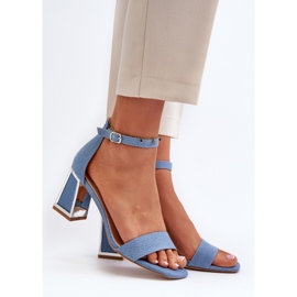 Sandales en jean Pholia bleues sur talon haut 2 Sandales en jean Pholia bleues sur talon haut 2