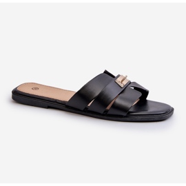 Tongs plates avec décoration pour femme, noir Kavinia le noir 1