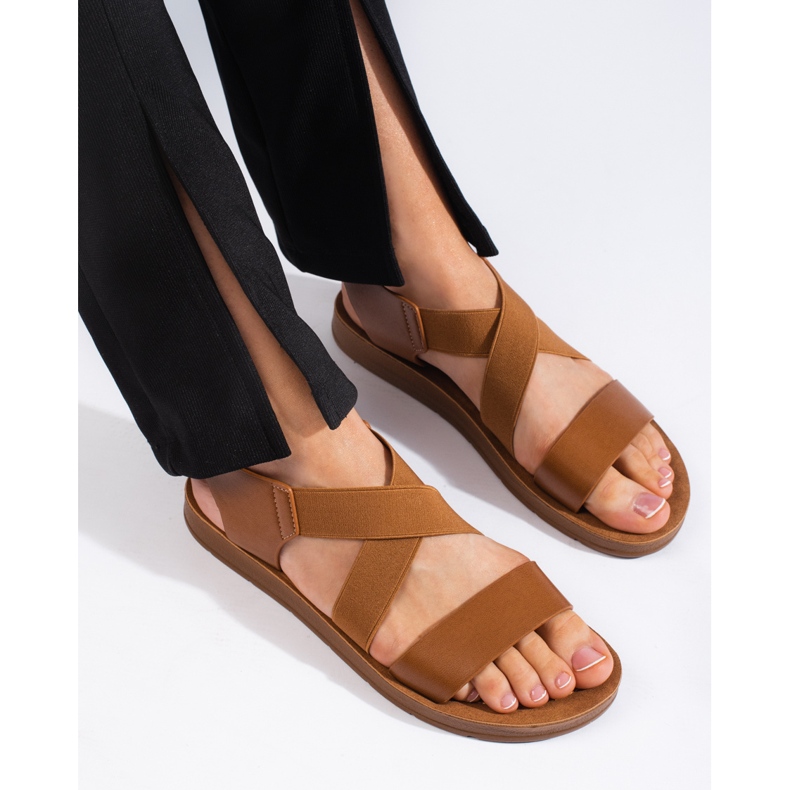 Sandales slip-on femme camel brun 1