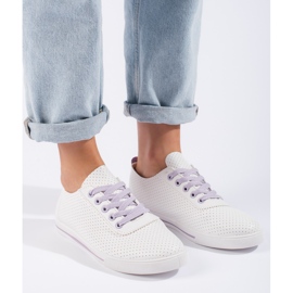 Baskets femme ajourées blanc 1