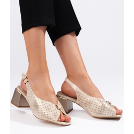 Goodin Élégantes sandales dorées à talons hauts d'or 1