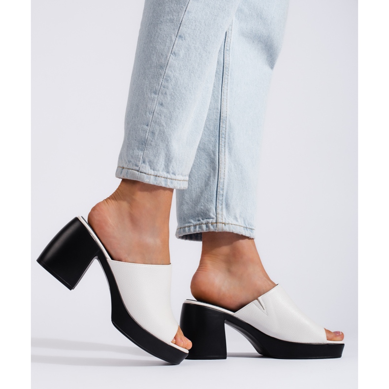 Goodin Tongs à talons hauts pour femmes blanches 2