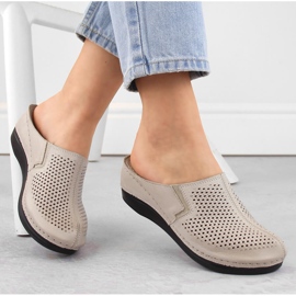 Sandales compensées pour femme en cuir avec élastique taupe T.Sokolski L24-164 beige 1