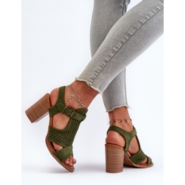Sandales ajourées à talon haut vert foncé Hey Lover 6