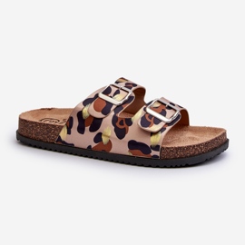 Tongs pour femmes beiges et marron à boucles Oliena 2