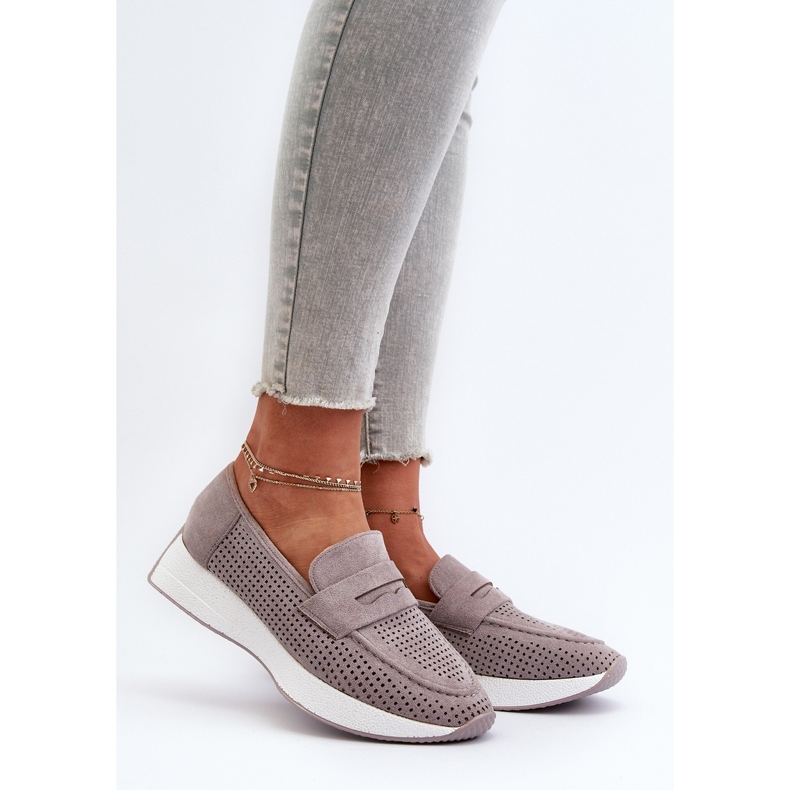 Mocassins Plateforme Femme Eco Daim Gris Inesqua 2