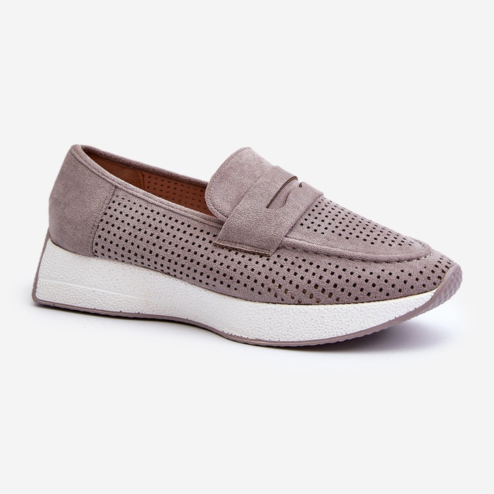 Mocassins Plateforme Femme Eco Daim Gris Inesqua 1