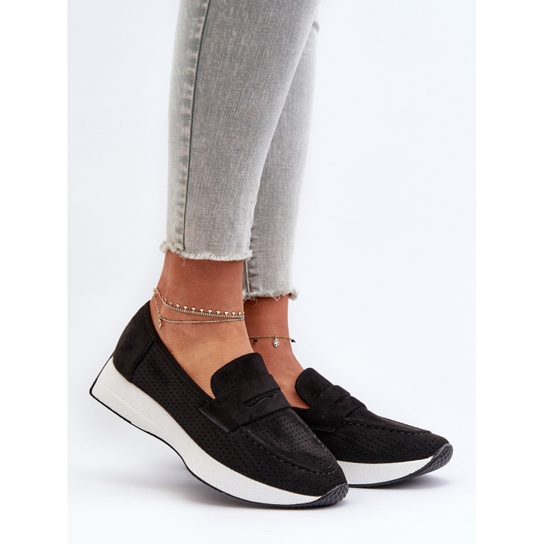 Mocassins Femme Sur La Plateforme Eco Daim Noir Inesqua le noir 2