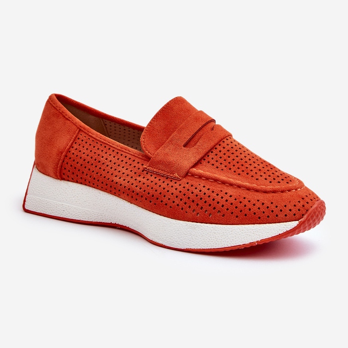 Mocassins à plateforme en suède écologique pour femme, orange Inesqua 1