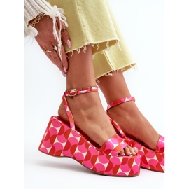 Sandales À Motifs Sur Plateforme Et Compensée Fuchsia Wiandia rose 2
