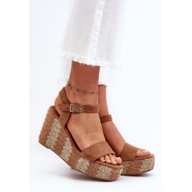 Sandales Compensées Pour Femmes Tressées Camel Reviala brun 2