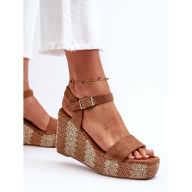 Sandales Compensées Pour Femmes Tressées Camel Reviala brun 4