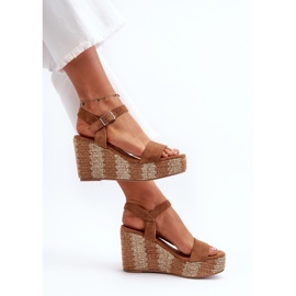 Sandales Compensées Pour Femmes Tressées Camel Reviala brun 6