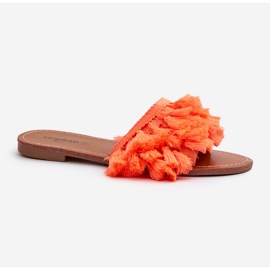 Tongs plates pour femmes, orange Rialle 1